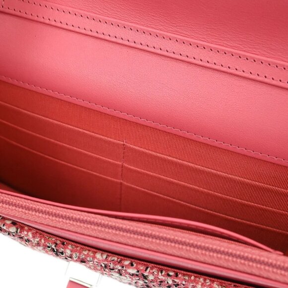 Chanel Pink Tweed Mademoiselle Lock Classic WOC Wallet On Chain - Picture 9 of 10